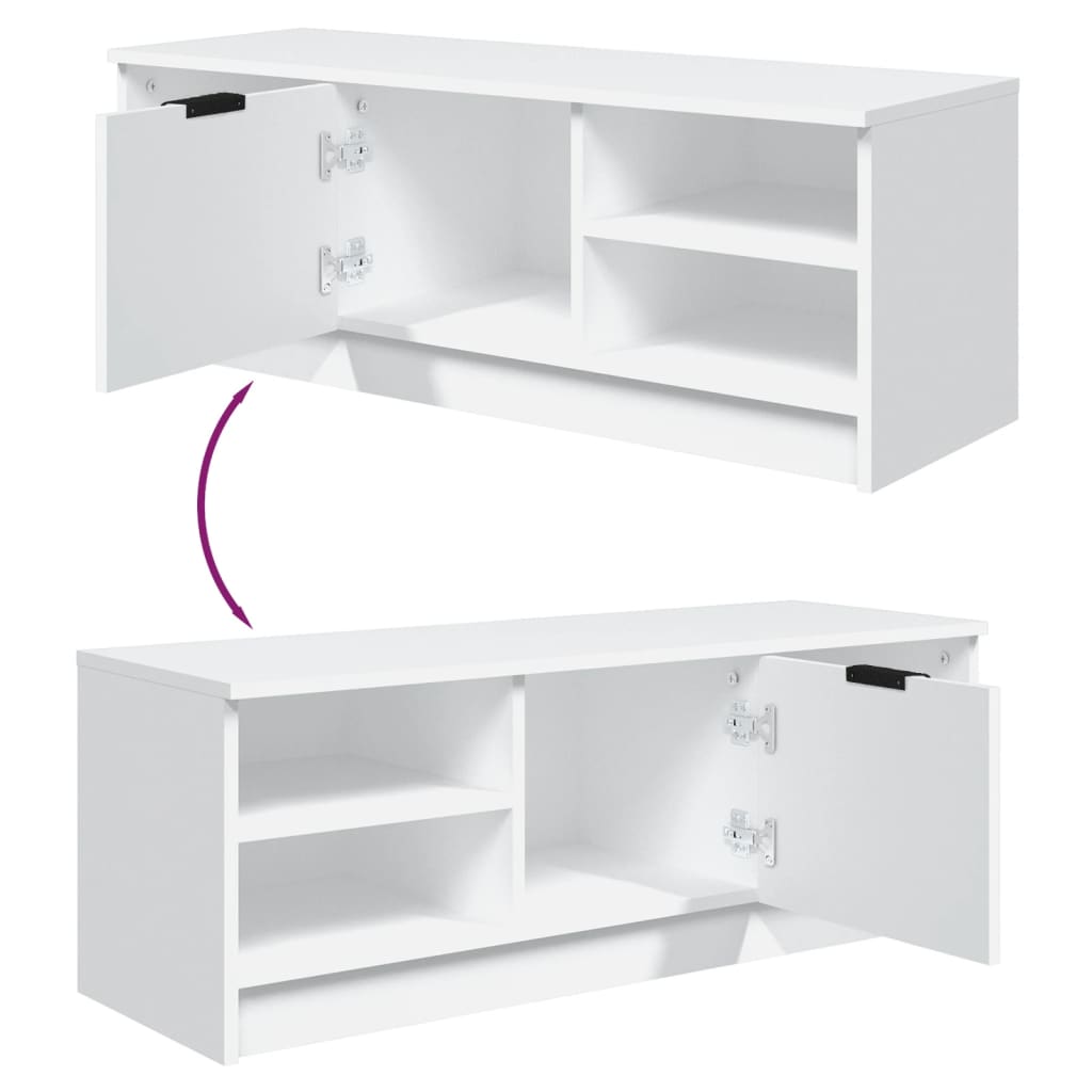 Mobile Porta TV-Mobile per TV-Credenza TV Bianco 102x35,5x36,5 cm in Legno Multistrato