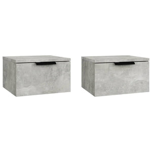 Comodini a Muro 2 pz-Set di 2 Tavolino da notte Grigio Cemento 34x30x20 cm