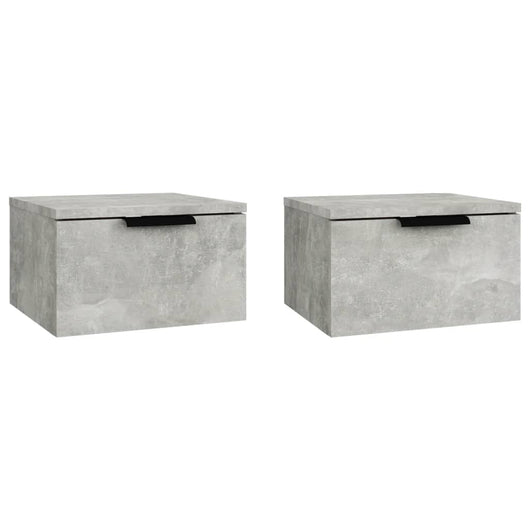 Comodini a Muro 2 pz-Set di 2 Tavolino da notte Grigio Cemento 34x30x20 cm