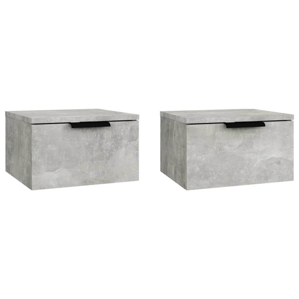 Comodini a Muro 2 pz Grigio Cemento 34x30x20 cm 811385