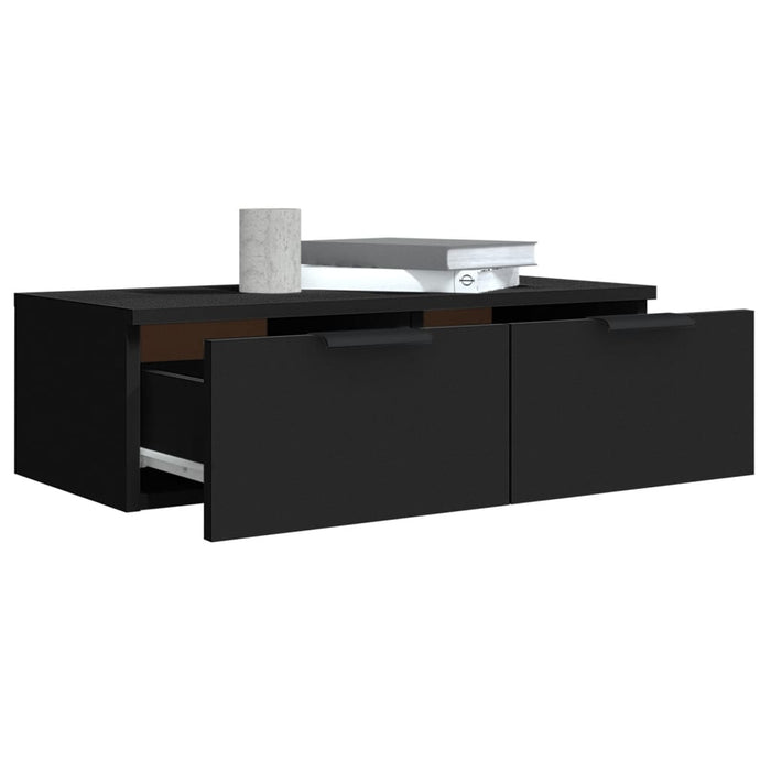 Mobile a Parete Nero 68x30x20 cm in Legno Multistrato 811395