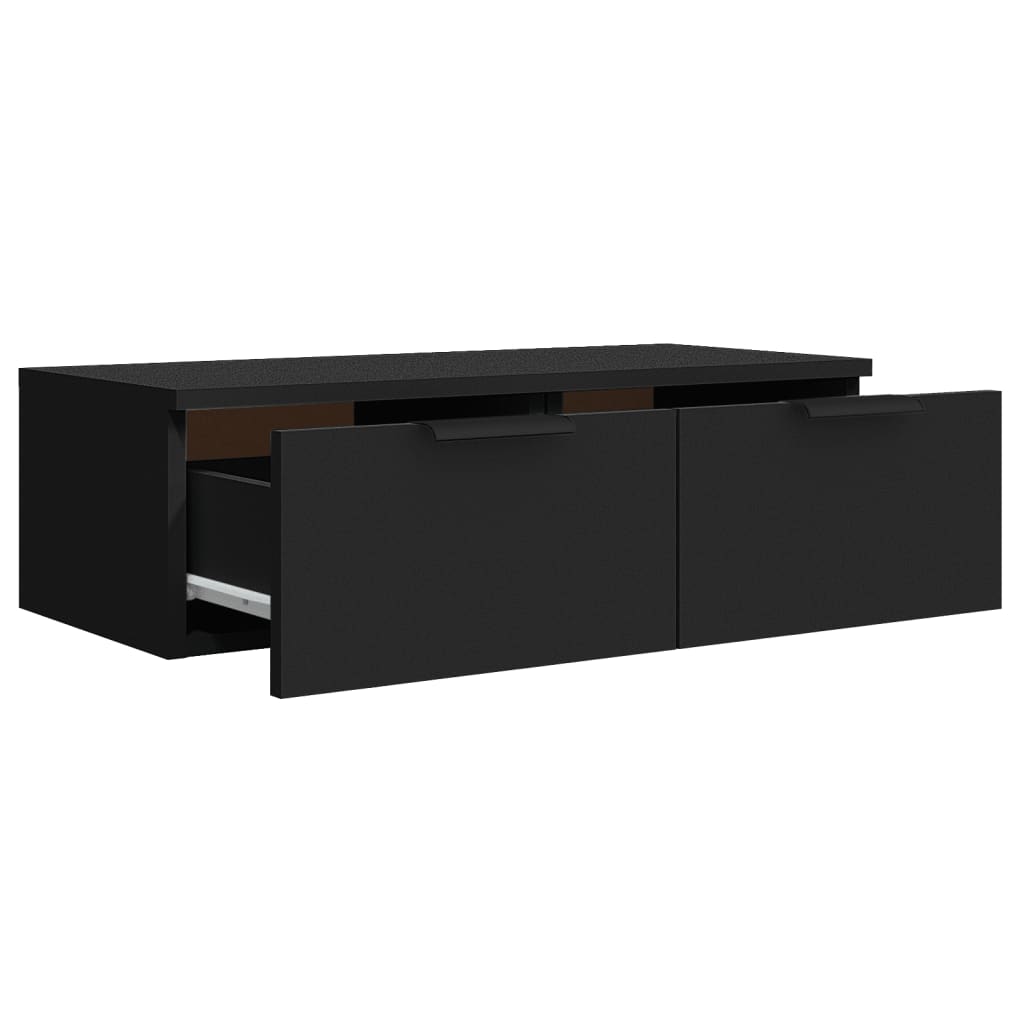 Mobile a Parete Nero 68x30x20 cm in Legno Multistrato 811395