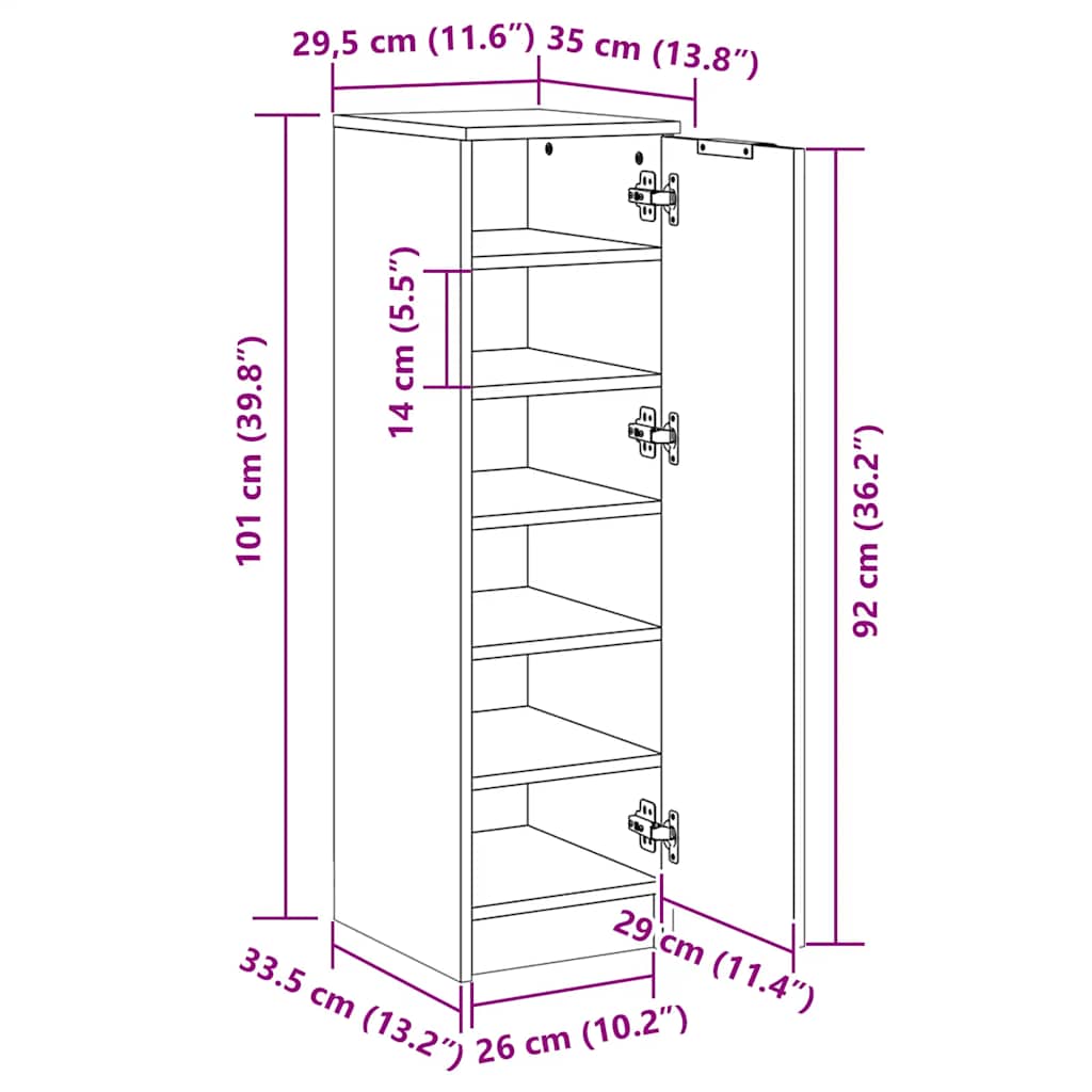 Scarpiera Nera 30x35x100 cm in Legno Multistrato 811431