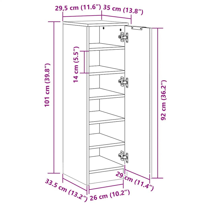 Scarpiera Nera 30x35x100 cm in Legno Multistrato 811431