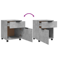 Schedario con Ruote Grigio Cemento 45x38x54cm Legno Multistrato 811524