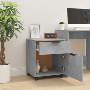 Schedario con Ruote Grigio Cemento 45x38x54cm Legno Multistrato 811524