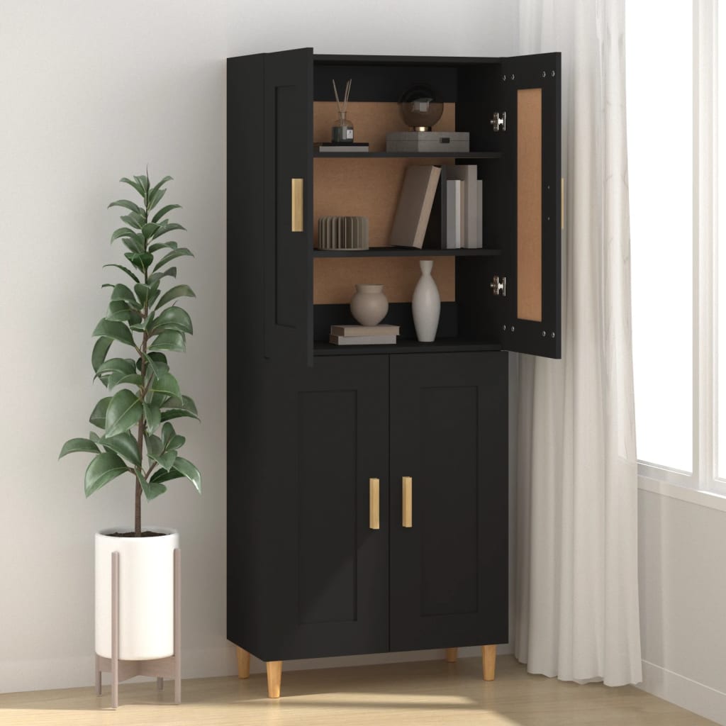 Credenza Nera 69,5x34x90 cm in Legno Multistrato 812133