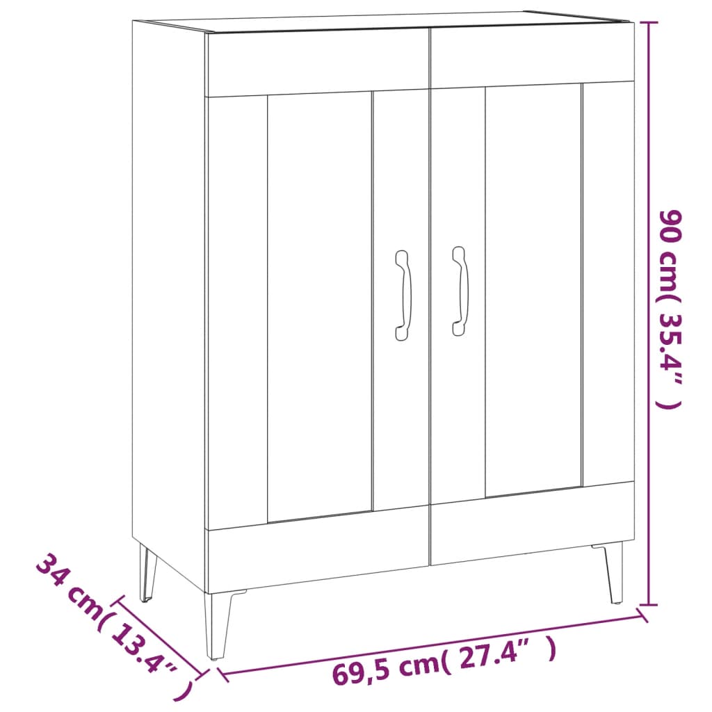 Credenza Bianca 69,5x34x90 cm in Legno Multistrato 812141
