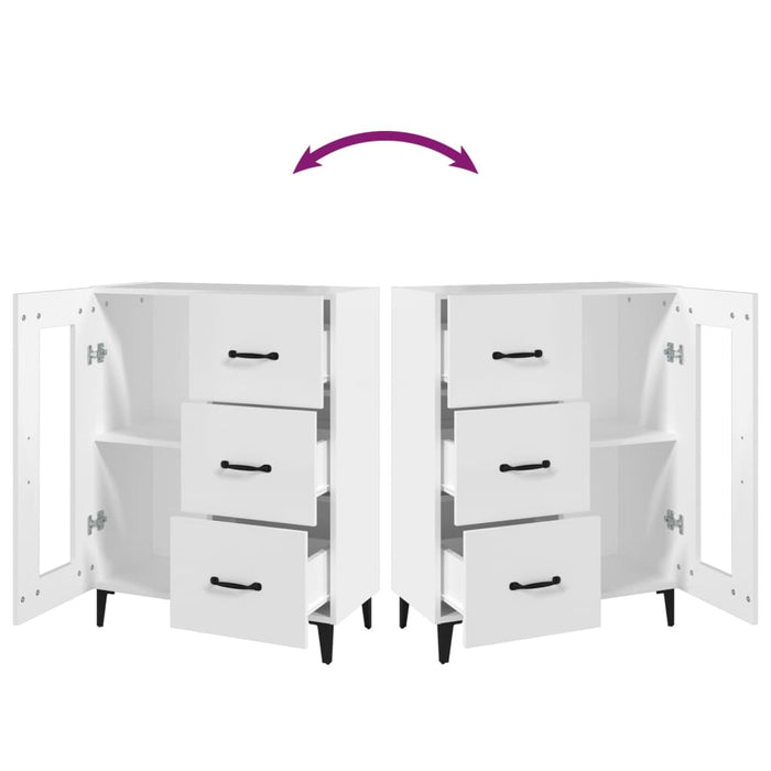 Credenza-Buffet-Armadio da cucina Bianca 69,5x34x90 cm in Legno Multistrato 494436