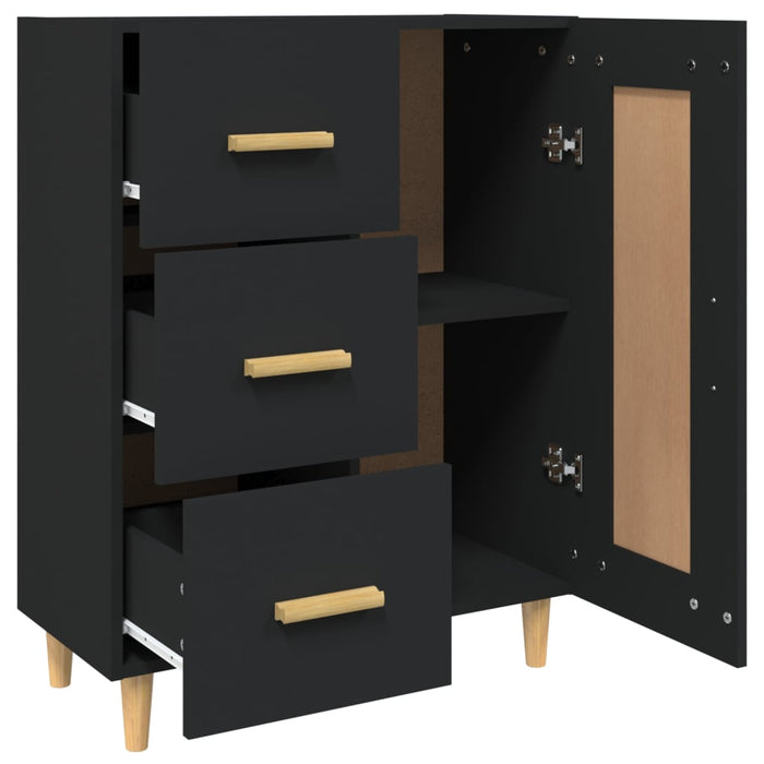 Credenza Nera 69,5x34x90 cm in Legno Multistrato 812223