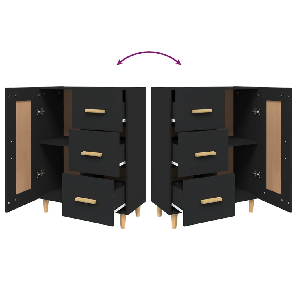 Credenza Nera 69,5x34x90 cm in Legno Multistrato 812223