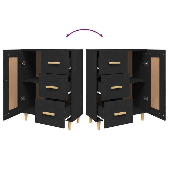 Credenza Nera 69,5x34x90 cm in Legno Multistrato 812223