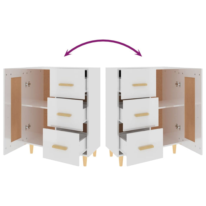 Credenza 69,5x34x90 cm in Legno Multistrato Bianco Lucido cod mxl 24420