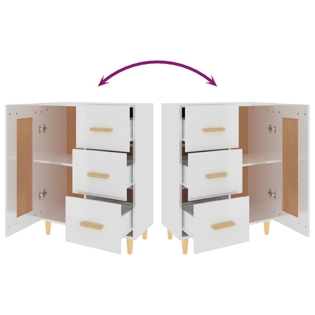 Credenza 69,5x34x90 cm in Legno Multistrato Bianco Lucido 812228