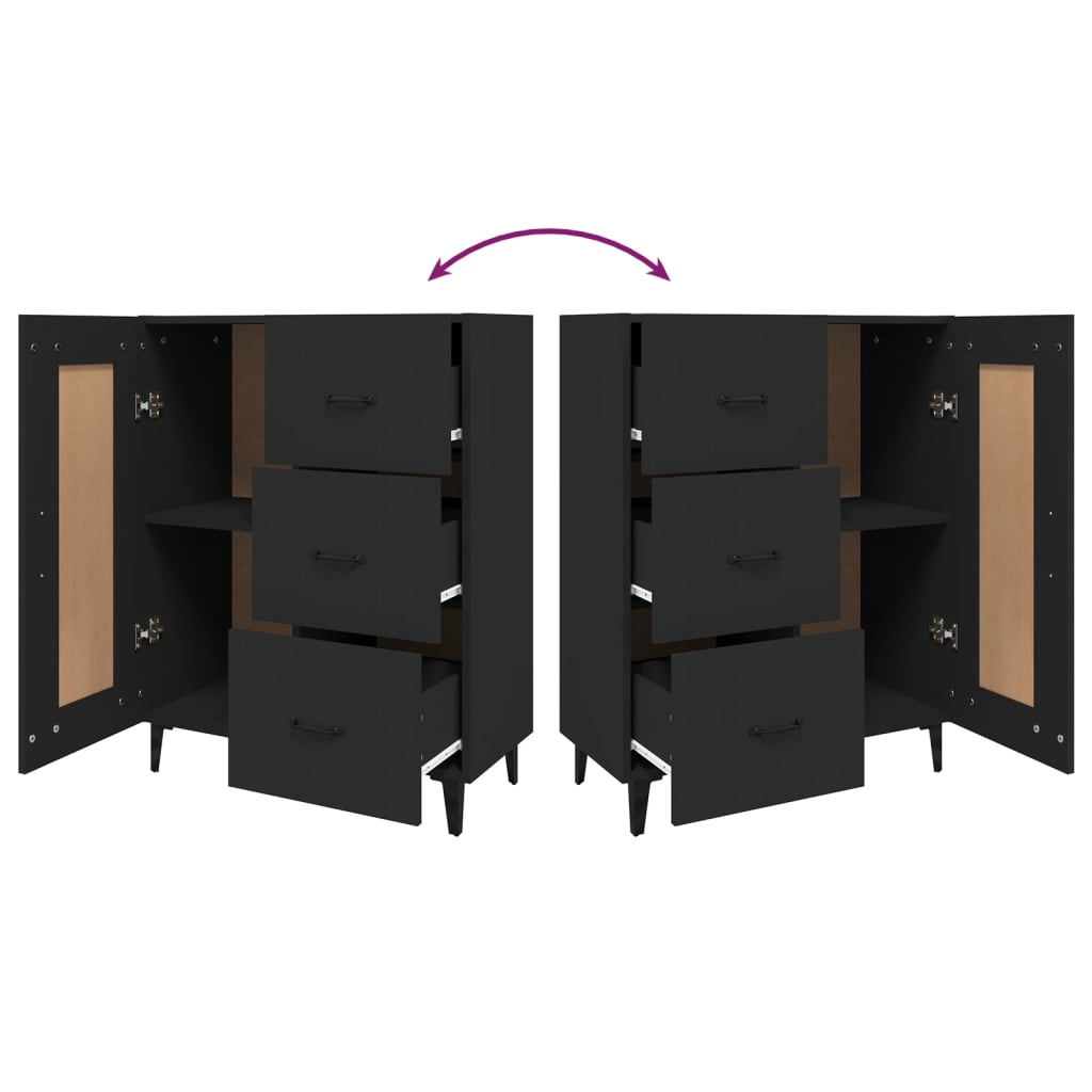 Credenza Nera 69,5x34x90 cm in Legno Multistrato 812232