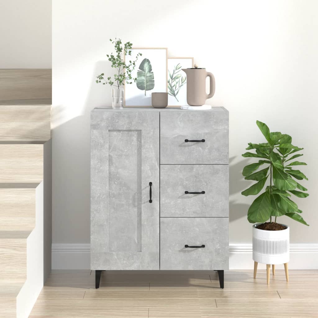 Credenza Grigio Cemento 69,5x34x90 cm in Legno Multistrato 812235