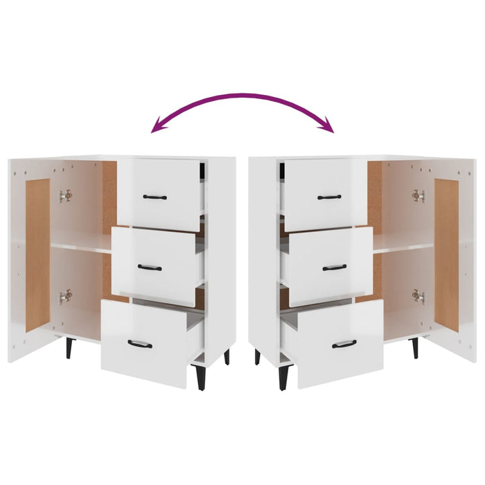 Credenza-Buffet-Armadio da cucina 69,5x34x90 cm in Legno Multistrato Bianco Lucido 271882