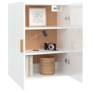 Armadietto Pensile a Parete Bianco Lucido 69,5x34x90 cm 812264