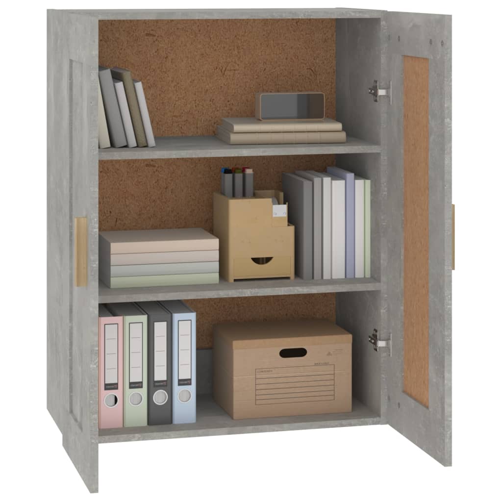 Mobile a Parete Grigio Cemento 69,5x32,5x90cm Legno Multistrato 812298
