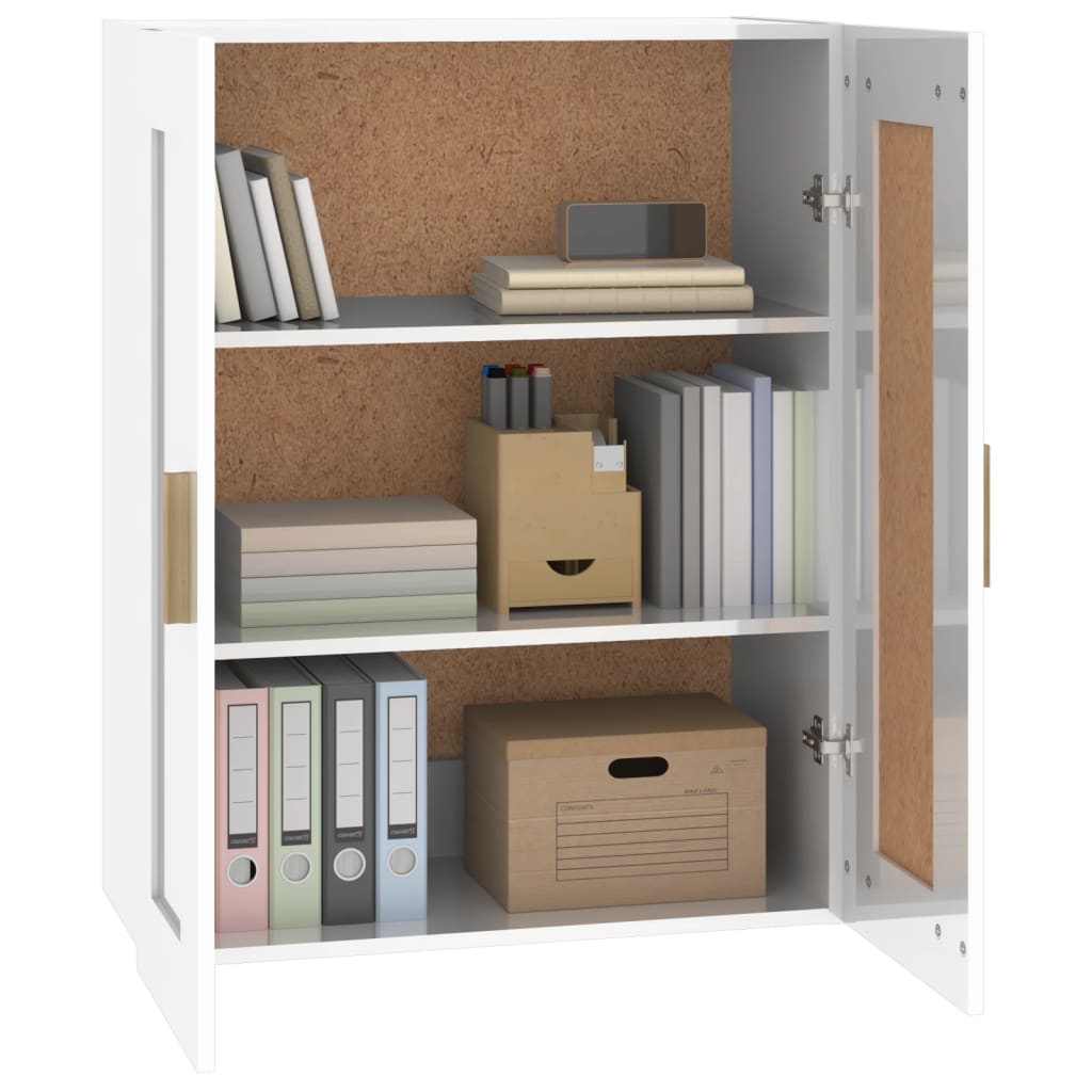 Mobile a Parete Bianco Lucido 69,5x32,5x90 cm Legno Multistrato 812300
