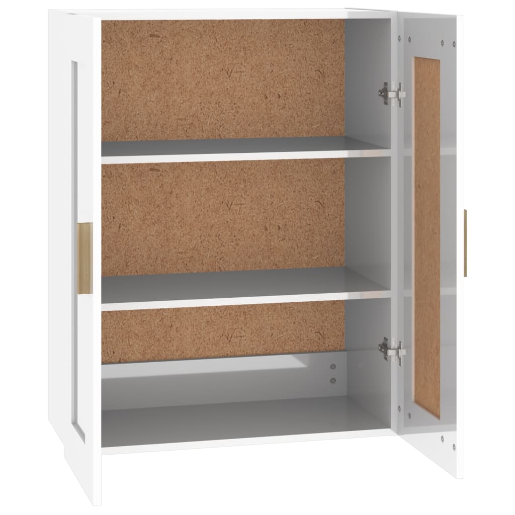 Mobile a Parete Bianco Lucido 69,5x32,5x90 cm Legno Multistrato 812300