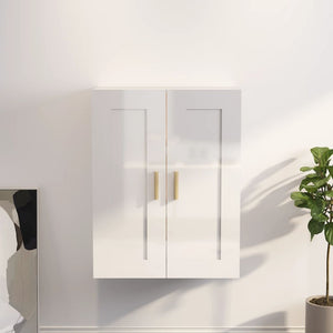 Mobile a Parete Bianco Lucido 69,5x32,5x90 cm Legno Multistrato 812300