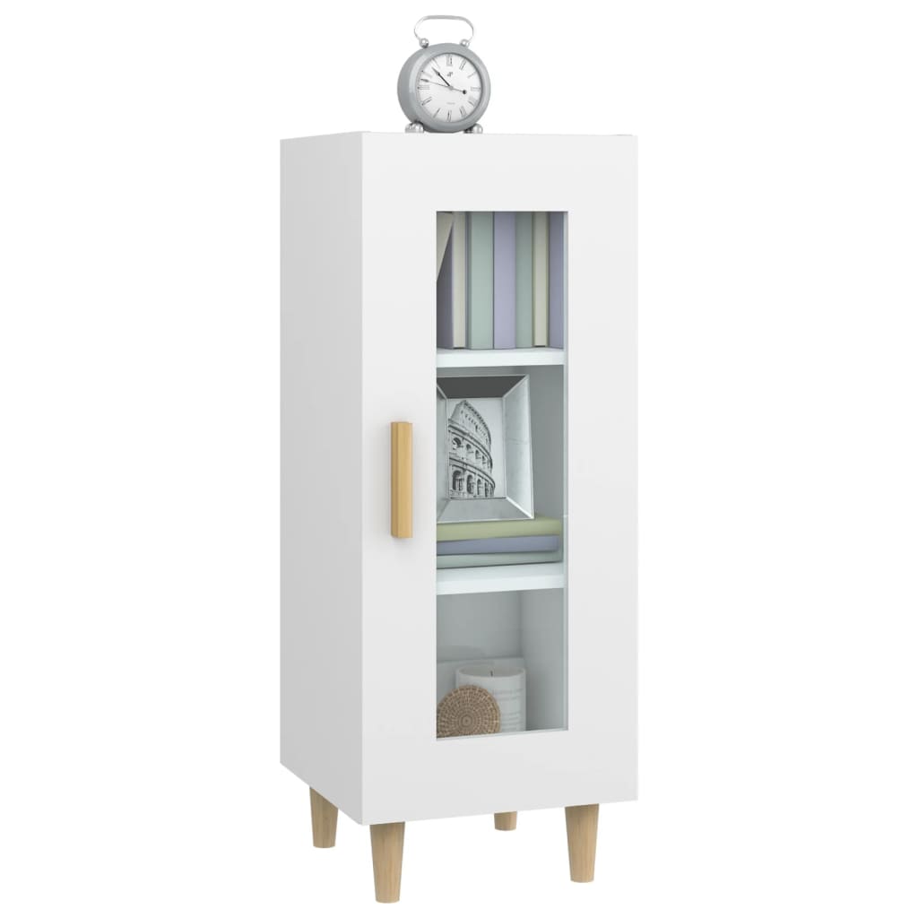 Credenza Bianco Lucido 34,5x34x90 cm in Legno Multistrato 812399