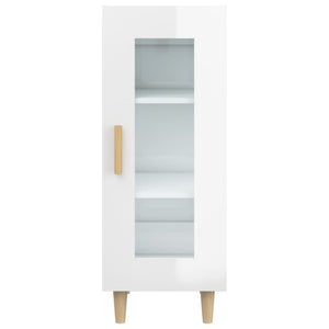 Credenza Bianco Lucido 34,5x34x90 cm in Legno Multistrato 812399