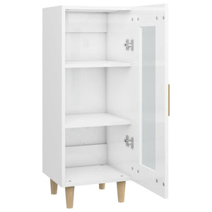 Credenza Bianco Lucido 34,5x34x90 cm in Legno Multistrato 812399