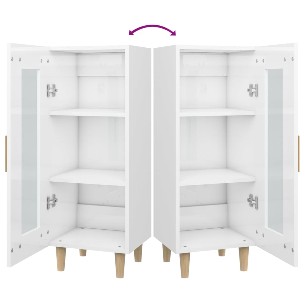 Credenza Bianco Lucido 34,5x34x90 cm in Legno Multistrato 812399