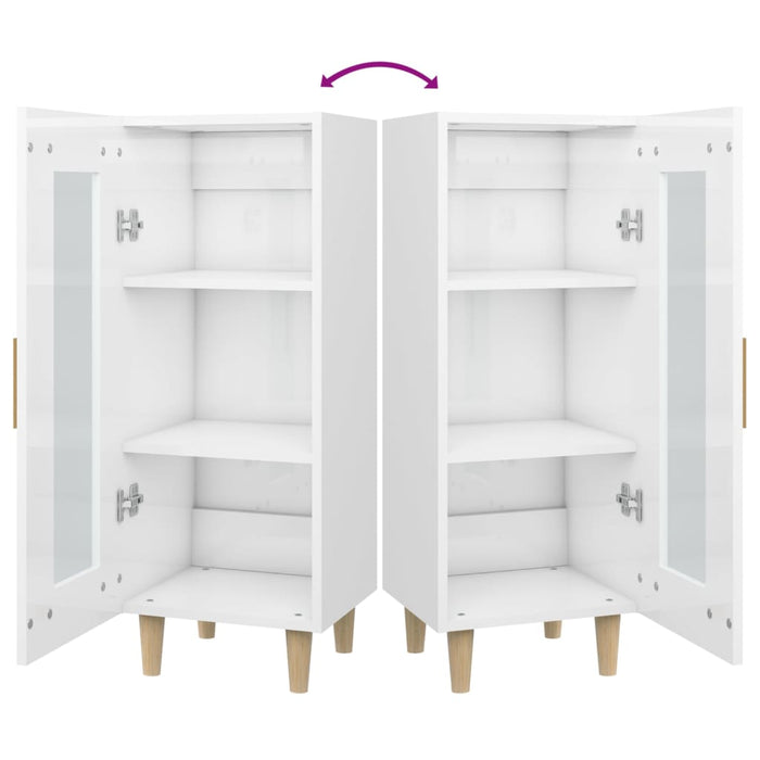 Credenza Bianco Lucido 34,5x34x90 cm in Legno Multistrato 812399