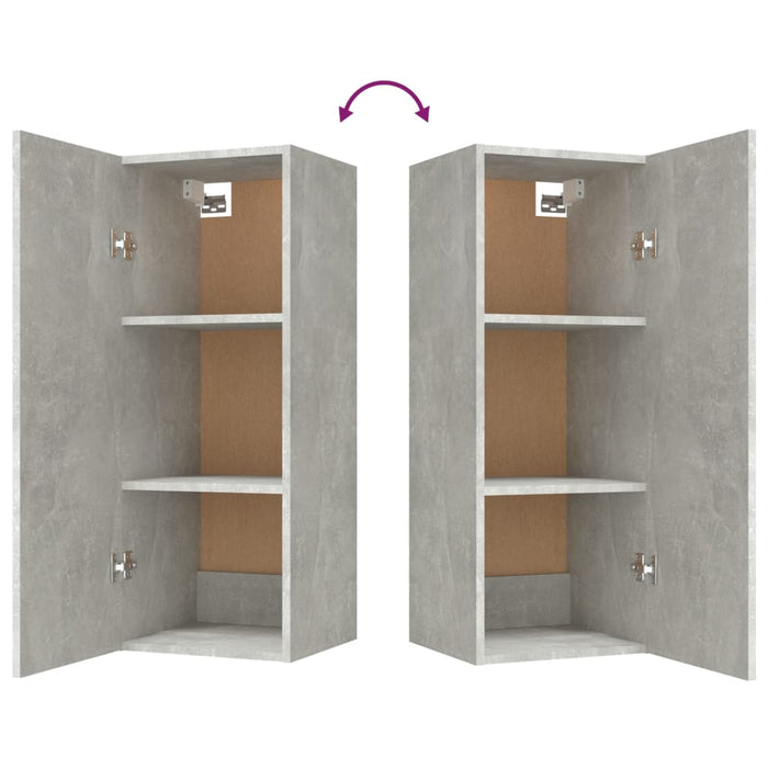 Armadietto a Muro Grigio Cemento 34,5x34x90cm Legno Multistrato 812433