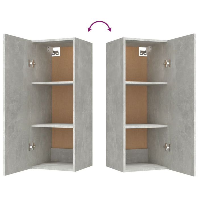 Mobile Pensile Muro Grigio Cemento 34,5x34x90 Legno Multistrato 812442