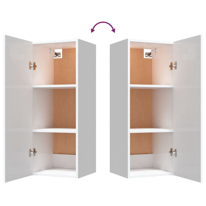Mobile Parete Bianco Lucido 34,5x34x90 cm in Legno Multistrato 812444