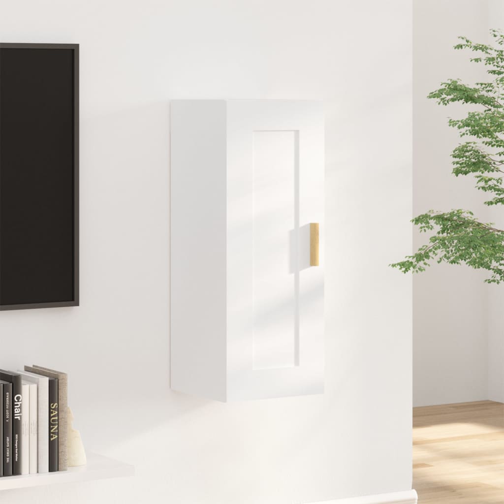 Armadietto a Muro Bianco 35x34x90 cm in Legno Multistrato 812465