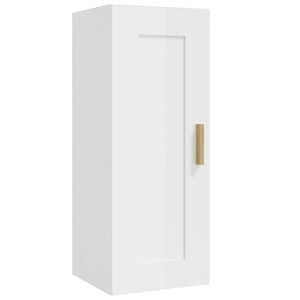 Armadietto a Muro Bianco Lucido 35x34x90 cm Legno Multistrato 812471