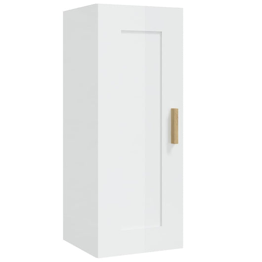 Armadietto a Muro Bianco Lucido 35x34x90 cm Legno Multistrato 812471