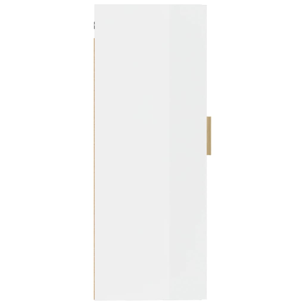 Armadietto a Muro Bianco Lucido 35x34x90 cm Legno Multistrato 812471