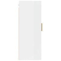 Armadietto a Muro Bianco Lucido 35x34x90 cm Legno Multistrato 812471