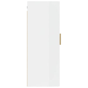 Armadietto a Muro Bianco Lucido 35x34x90 cm Legno Multistrato 812471