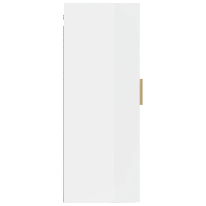 Armadietto a Muro Bianco Lucido 35x34x90 cm Legno Multistrato 812471