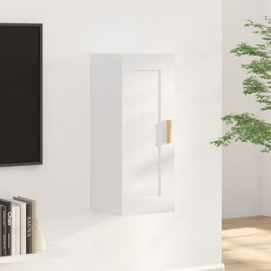 Armadietto a Muro Bianco Lucido 35x34x90 cm Legno Multistrato 812471