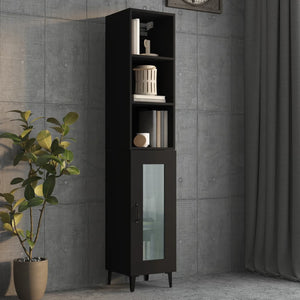 Mobile Pensile Nero 34,5x32,5x90 cm in Legno Multistrato 812484