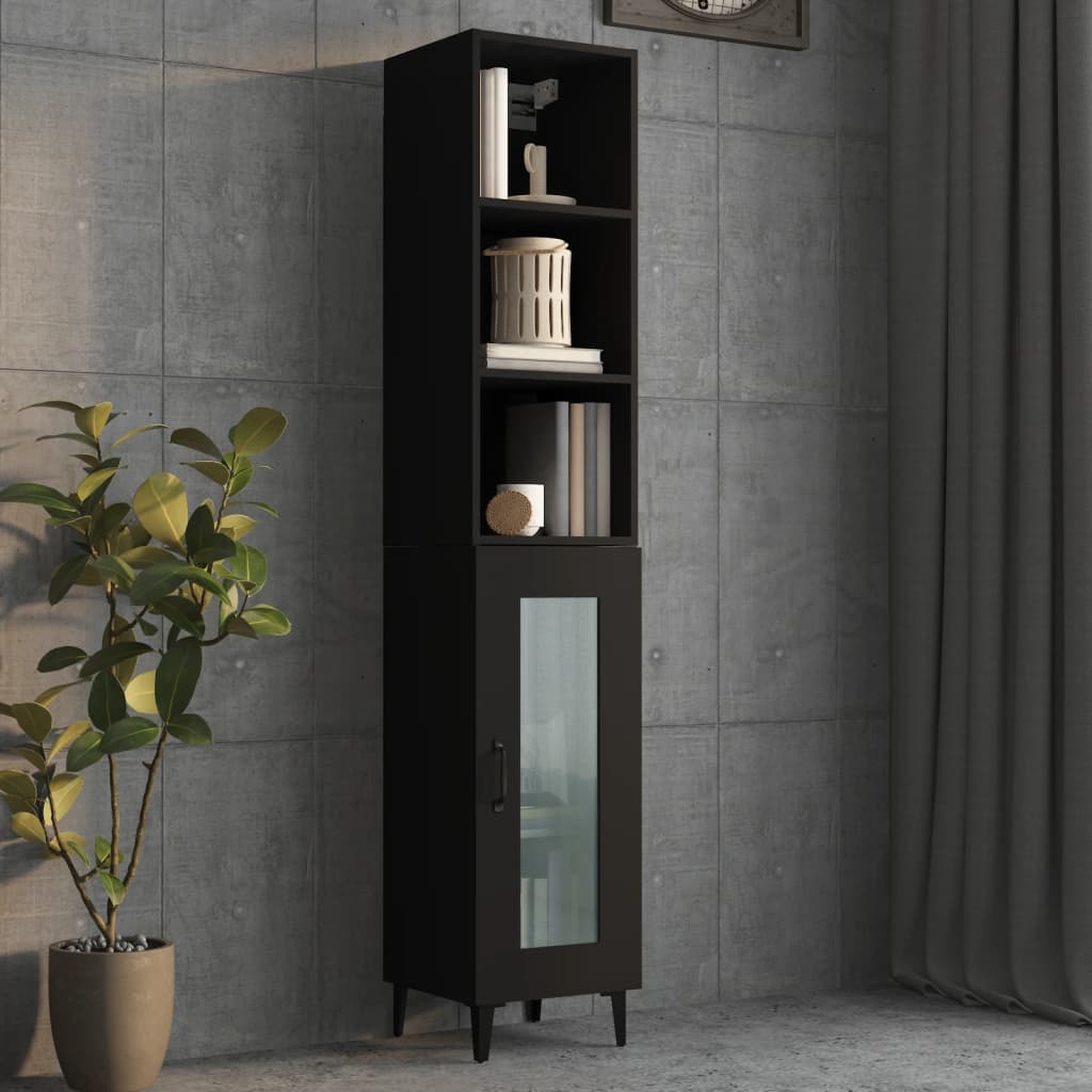 Mobile Pensile Nero 34,5x32,5x90 cm in Legno Multistrato 812484