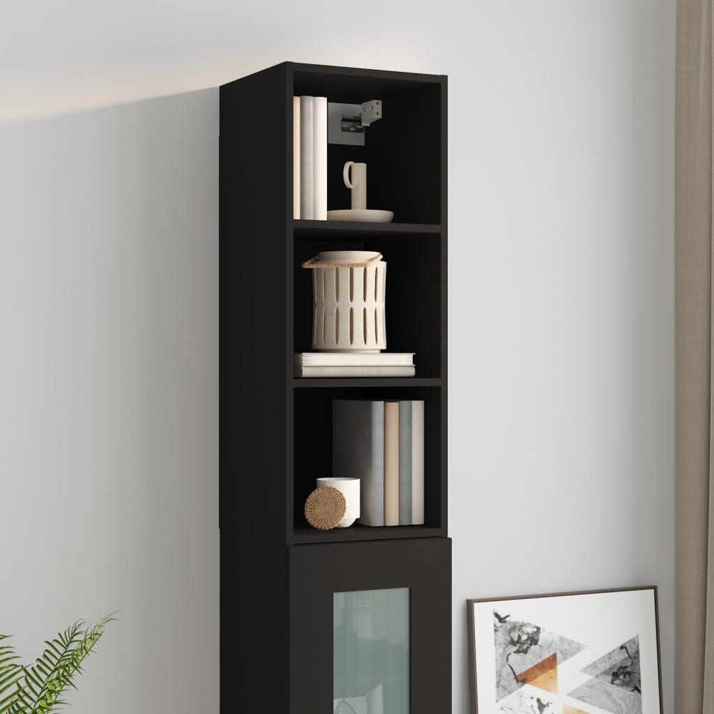 Mobile Pensile Nero 34,5x32,5x90 cm in Legno Multistrato 812484