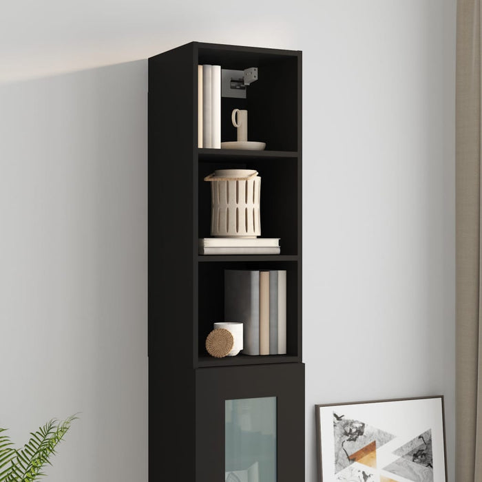 Mobile Pensile Nero 34,5x32,5x90 cm in Legno Multistrato 812484