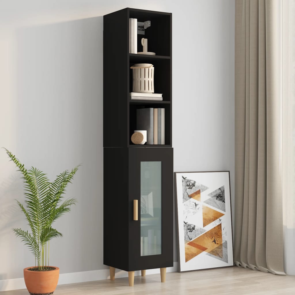 Mobile Pensile Nero 34,5x32,5x90 cm in Legno Multistrato 812484