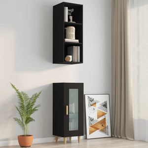 Mobile Pensile Nero 34,5x32,5x90 cm in Legno Multistrato 812484