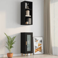 Mobile Pensile Nero 34,5x32,5x90 cm in Legno Multistrato 812484