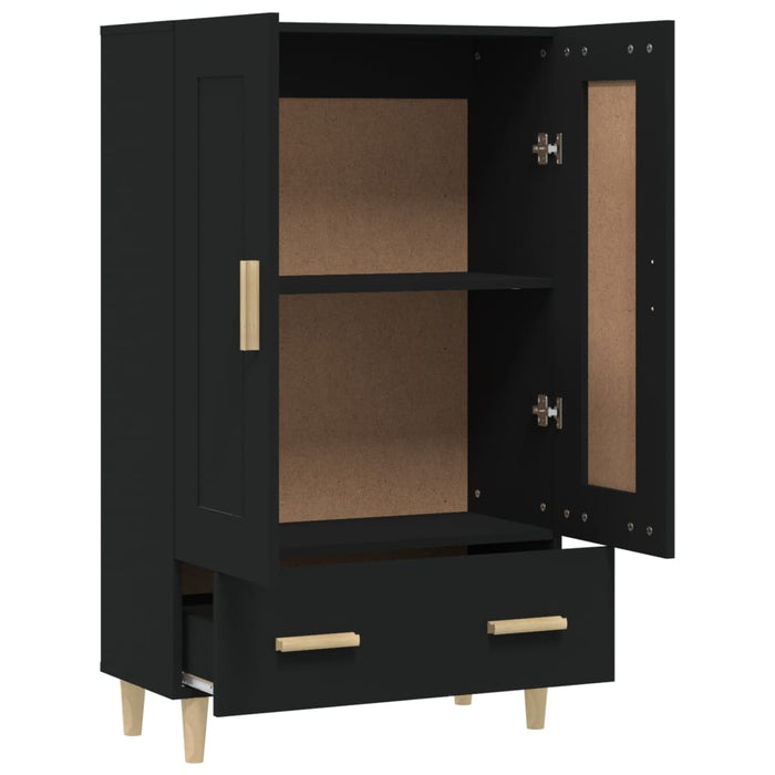 Credenza-Buffet-Armadio da cucina Nera 70x31x115 cm in Legno Multistrato